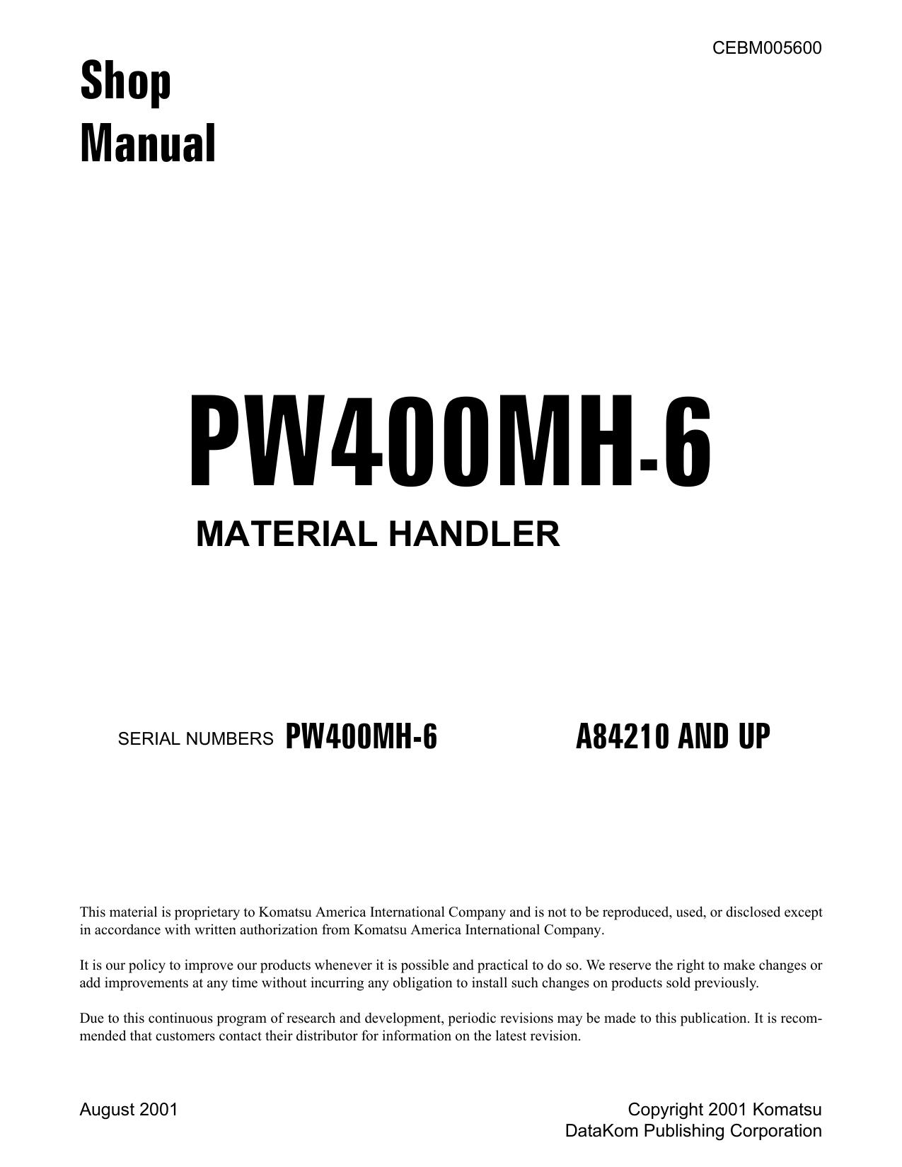 PW400MH-6 Shop Manual